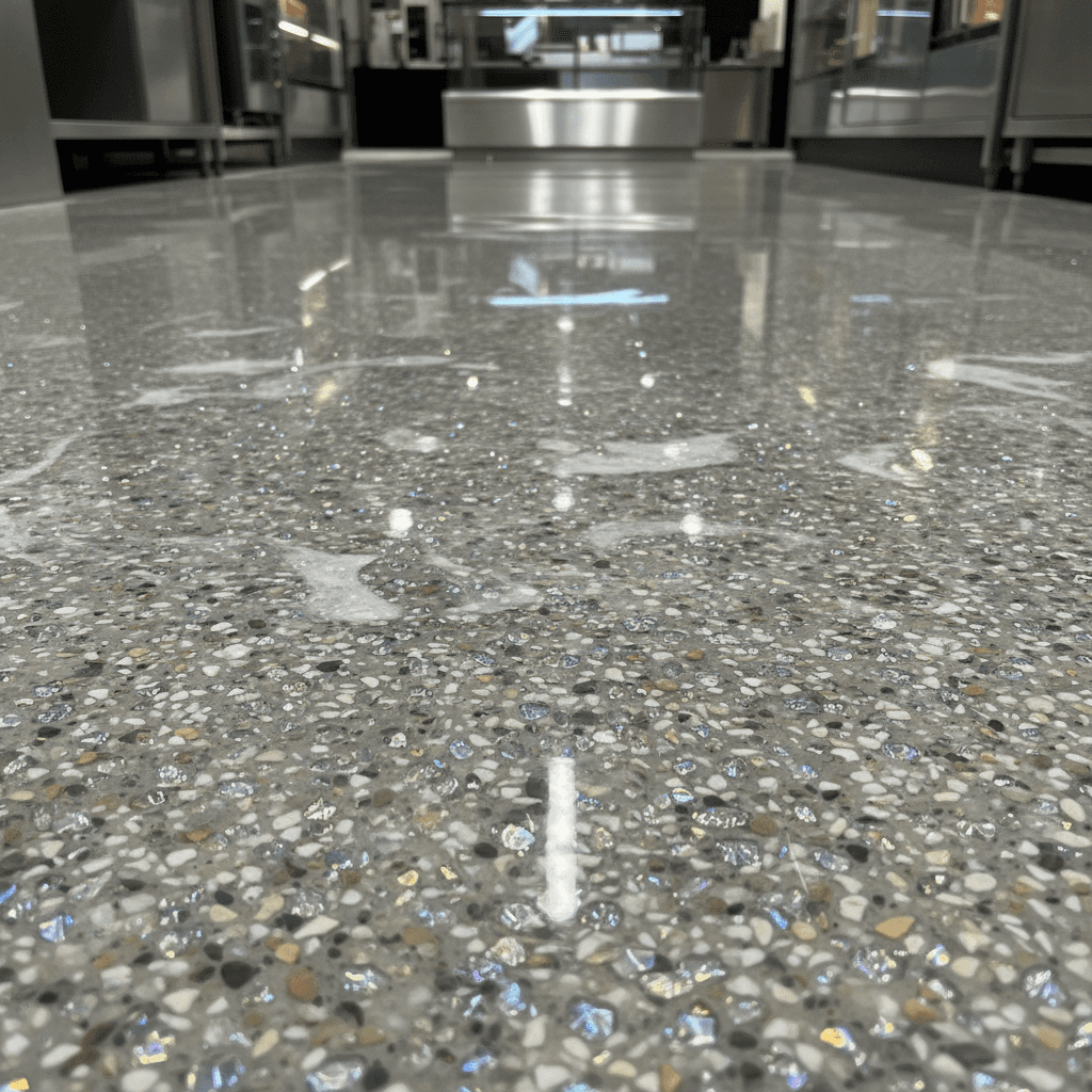 Quartz epoxy system with crystal surface